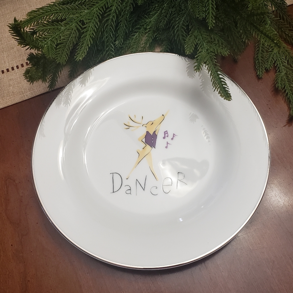 POTTERY BARN Reindeer DANCER 8.5" Salad Plate Christmas